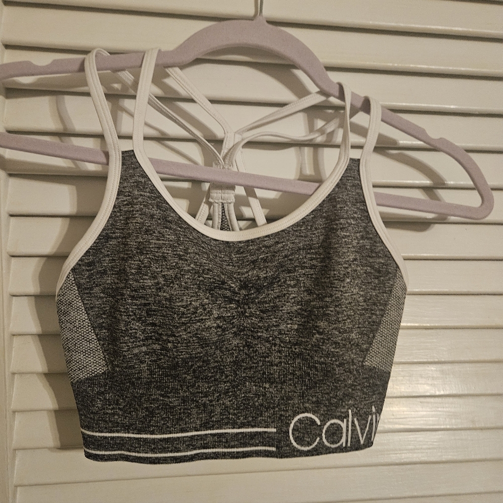 Calvin Klein Charcoal and White Sports Bra Size Medium